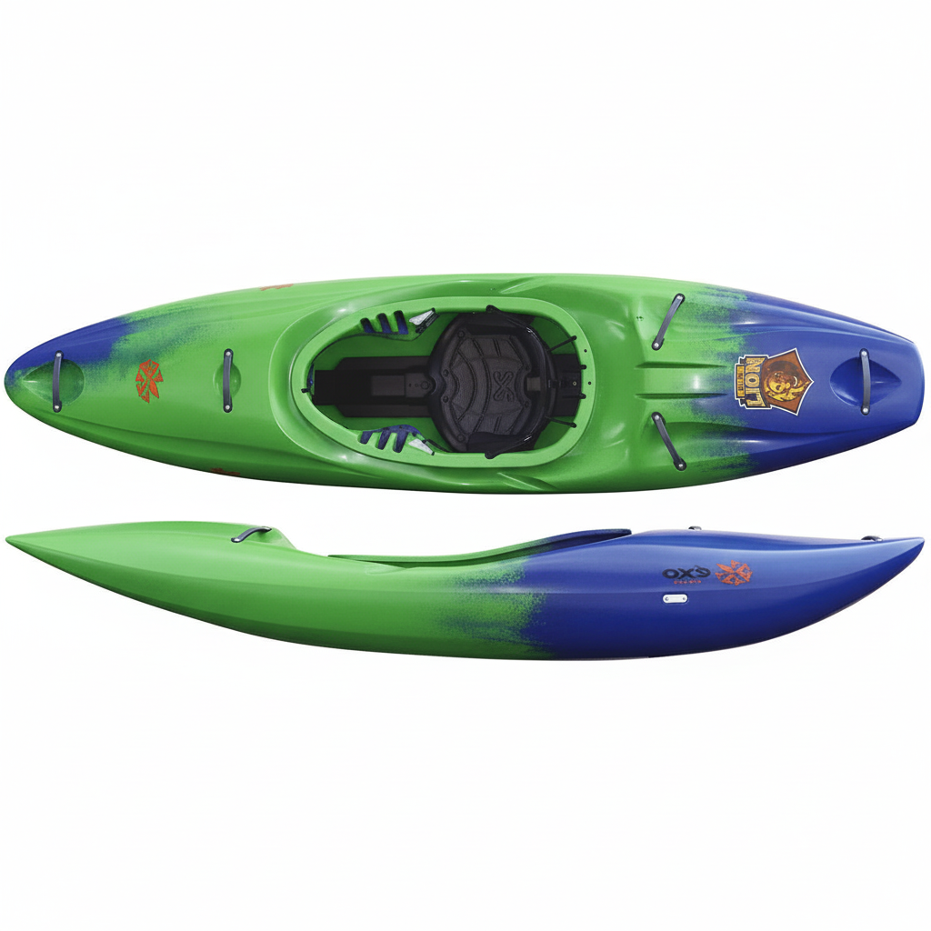 Grün-blaues Kajak mit subtileren Farben