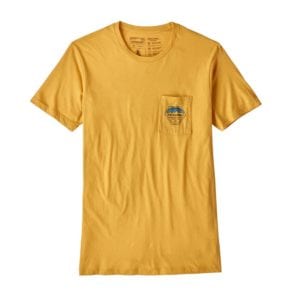 Patagonia Mens Fitz Roy Hex Organic Cotton Pocket T-Shirt Yurt Yellow front